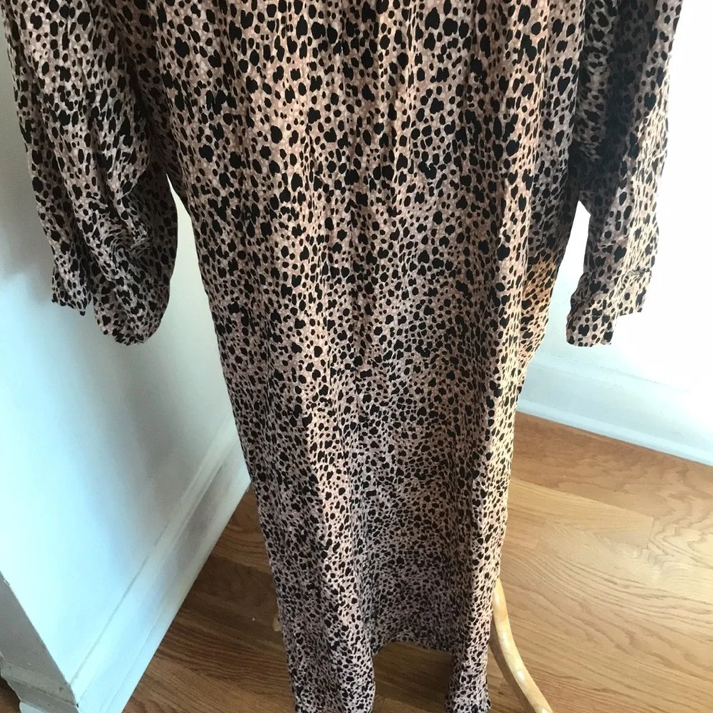 NWT Free People Daria Leopard Maxi Shirtdress Duster Size Large.